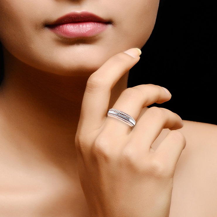 partial shape rose gold ring - Image 2