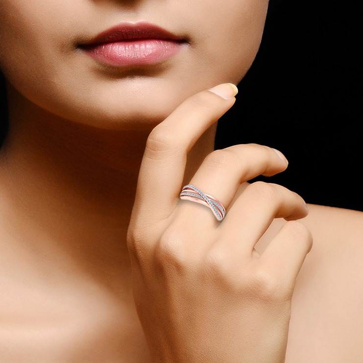Rose gold round dimond ring - Image 2
