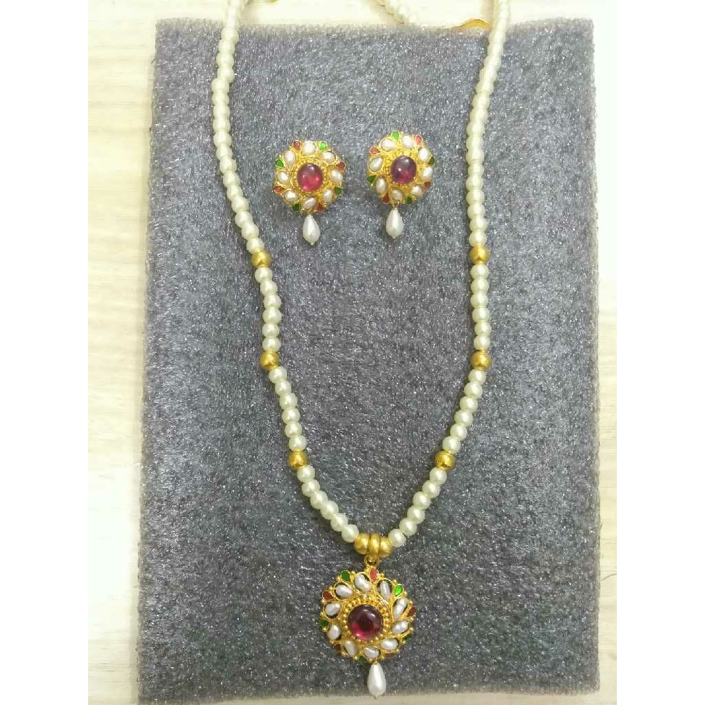 916 Gold Handmade Pearl Pendant Set