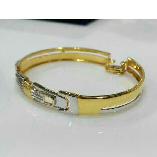 22KT Yellow Gold Gents Modern Machine Cut Bracelet (Lucky)