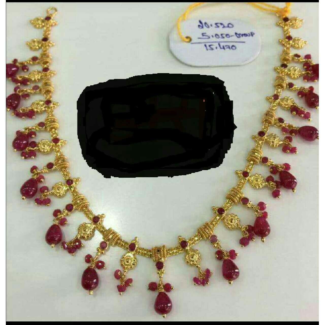 22KT Yellow Gold Ladies Kundan Antique Charming Necklace - Image 4