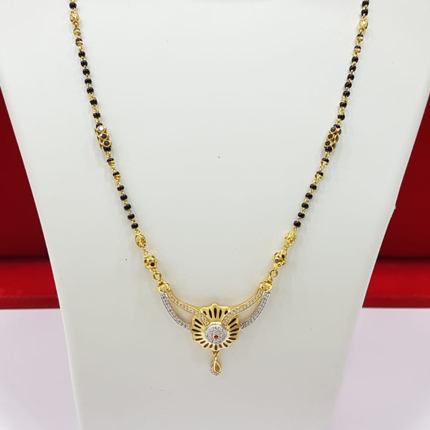 22k gold CZ With Flower design Mangalsutra