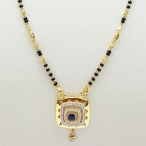 22k gold CZ Square Sapphire Mangalsutra