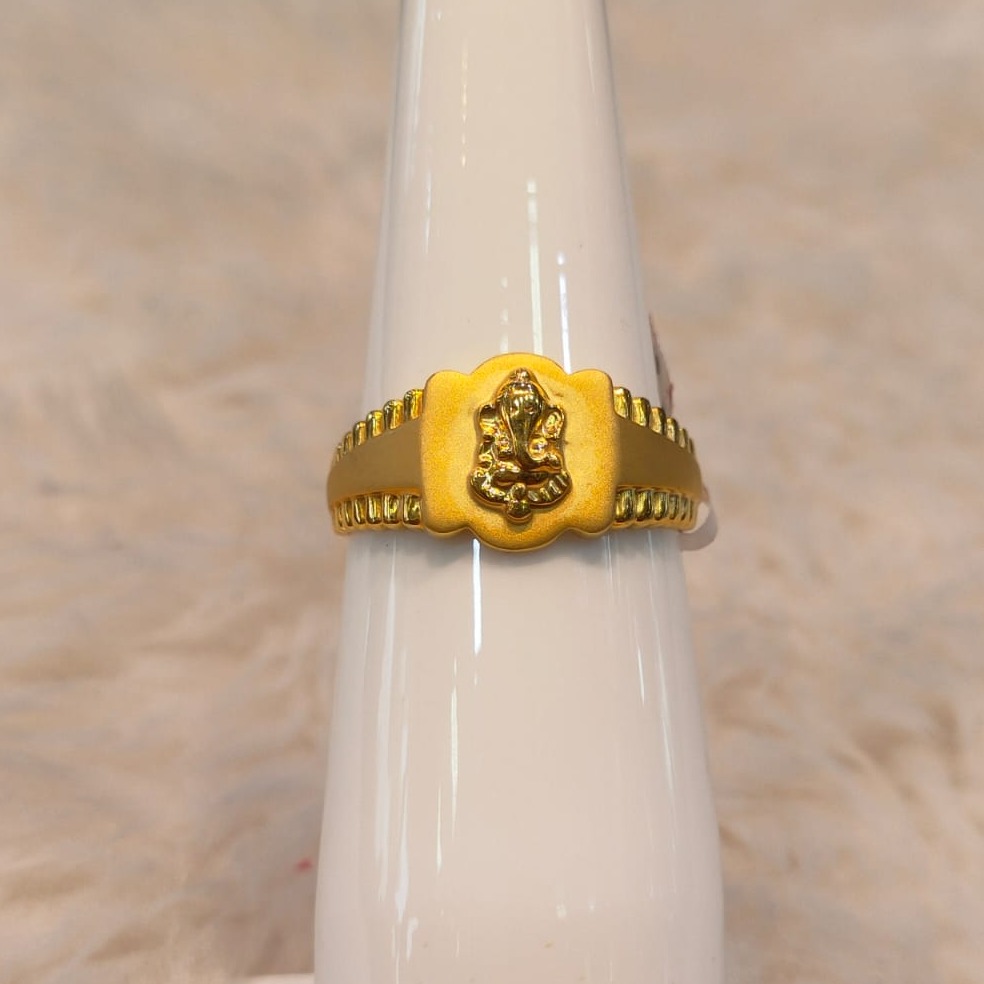 916 Gold Hallmark Ganesh Design Ring For Men
