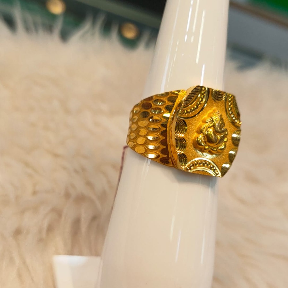 916 Gold Hallmark Ganesh Design Ring - Image 2