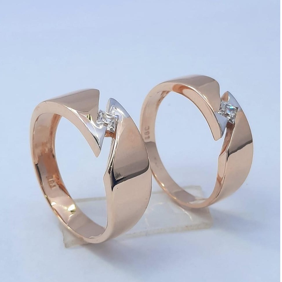18KT Rose Stylish Simple Design Gold Hallmark Couple Ring
