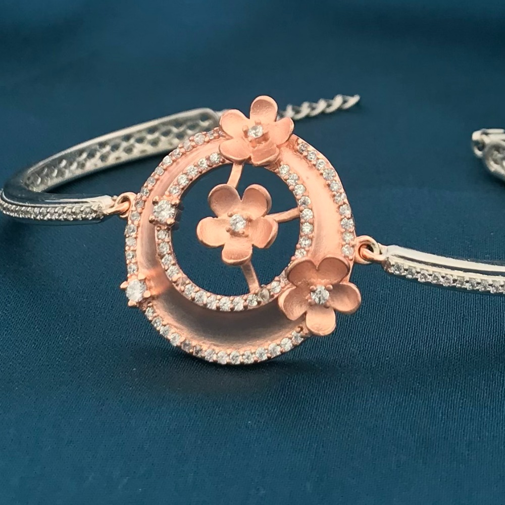 925 Silver Rose Gold Unique Ladies Kada