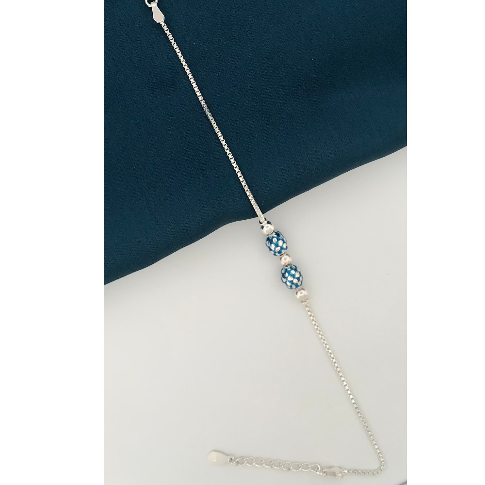 925 Silver Blue Design Rakhi for Bhai - Image 2