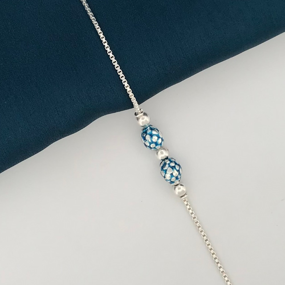 925 Silver Blue Design Rakhi