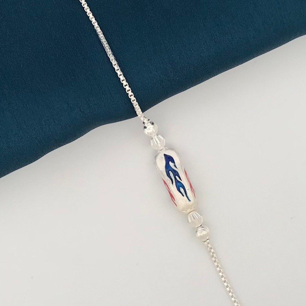 925 Silver Blue Car Design Rakhi