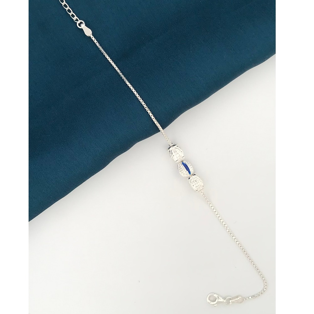925 Silver Blue Design Rakhi - Image 2