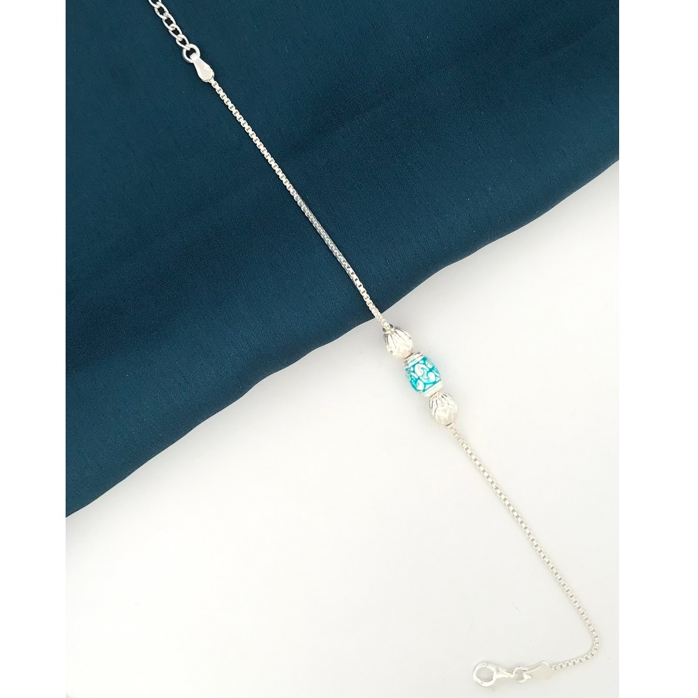 925 Silver Blue Design Rakhi - Image 2