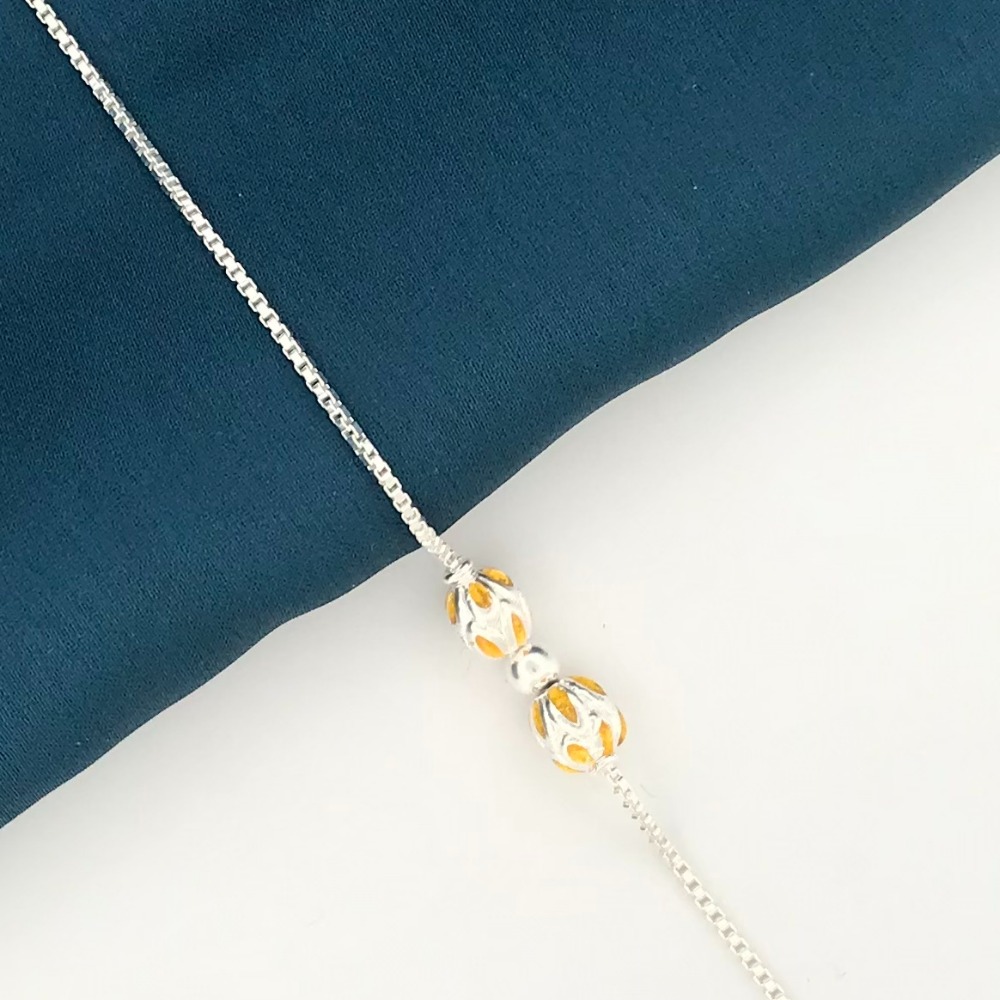925 Silver Yellow Design Rakhi
