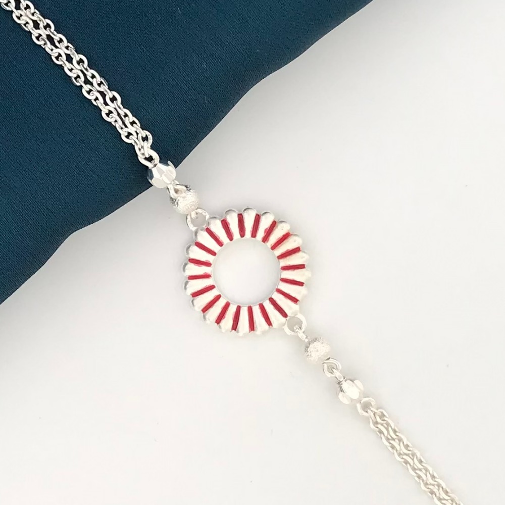 925 Silver Colorful Design Rakhi