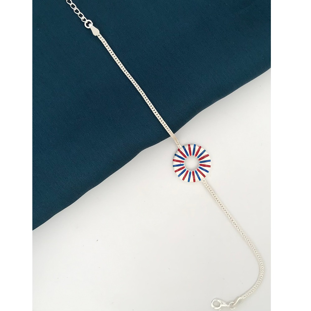 925 Silver Colorful Design Rakhi - Image 2