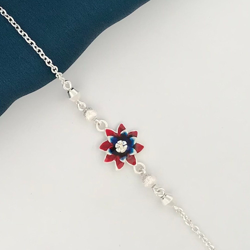 925 Silver Flower Design Rakhi