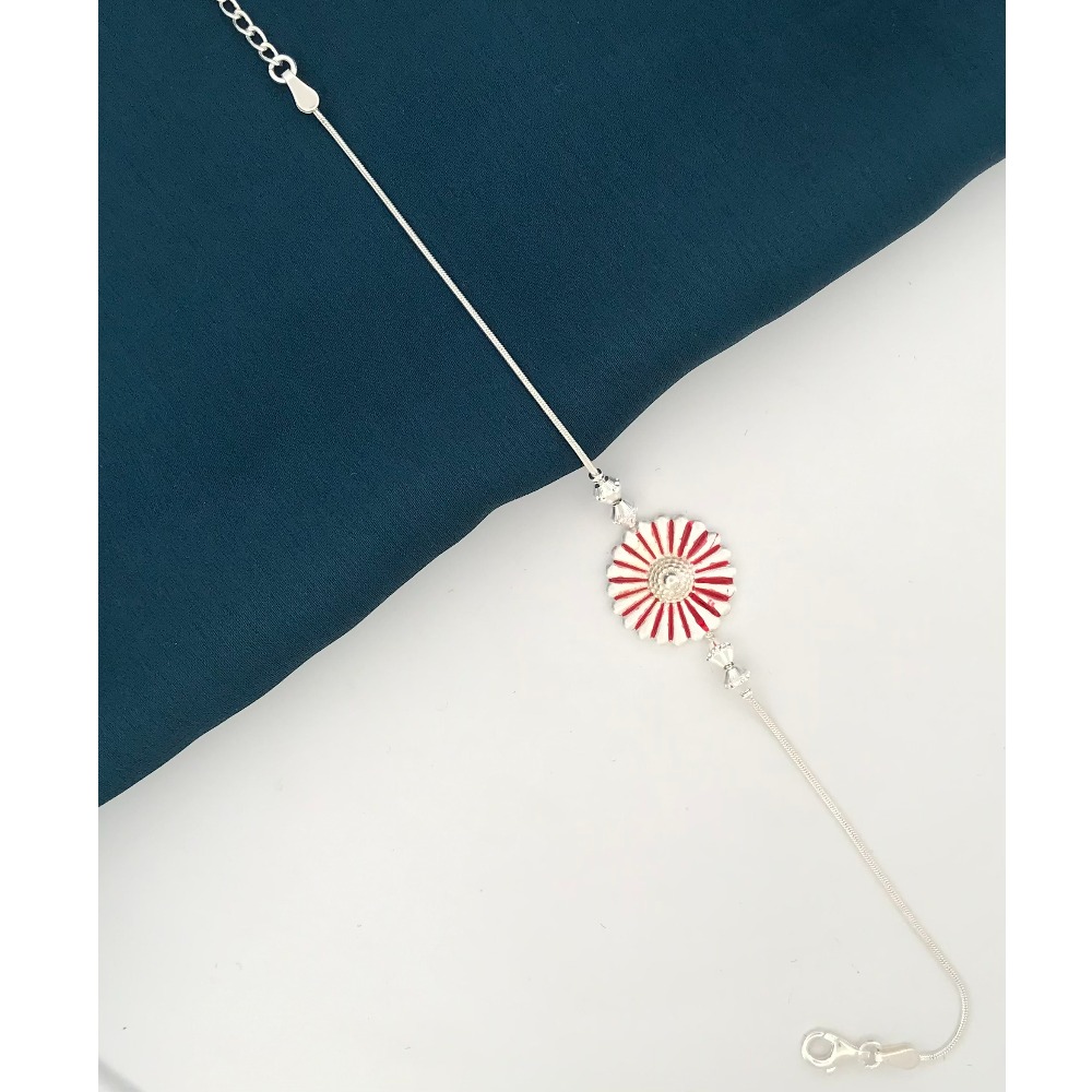 925 Silver Colorful Design Rakhi for Brother - Image 2