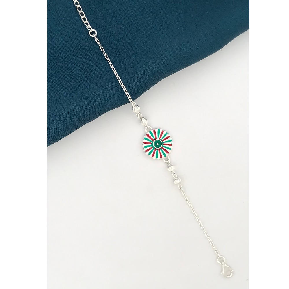 925 Silver Colour Design Rakhi for Brother