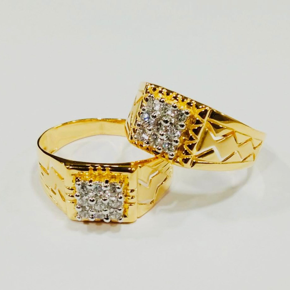 22 kt gold stone couple rings