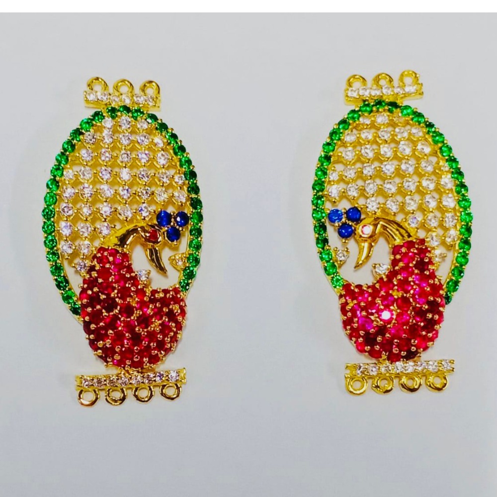 22 kT GOLD COLOUR STONE PEACOCK EARRING TOP