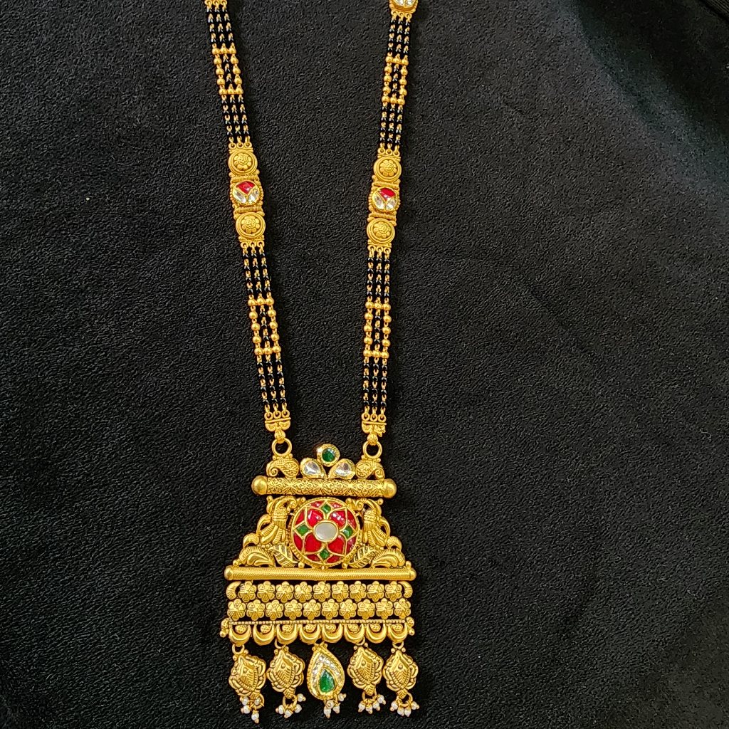 916 Gold Antique Jadtar Met Finishing Long Magsutara