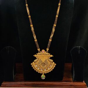 916 gold antique jadtar met finishing long mangalsutra