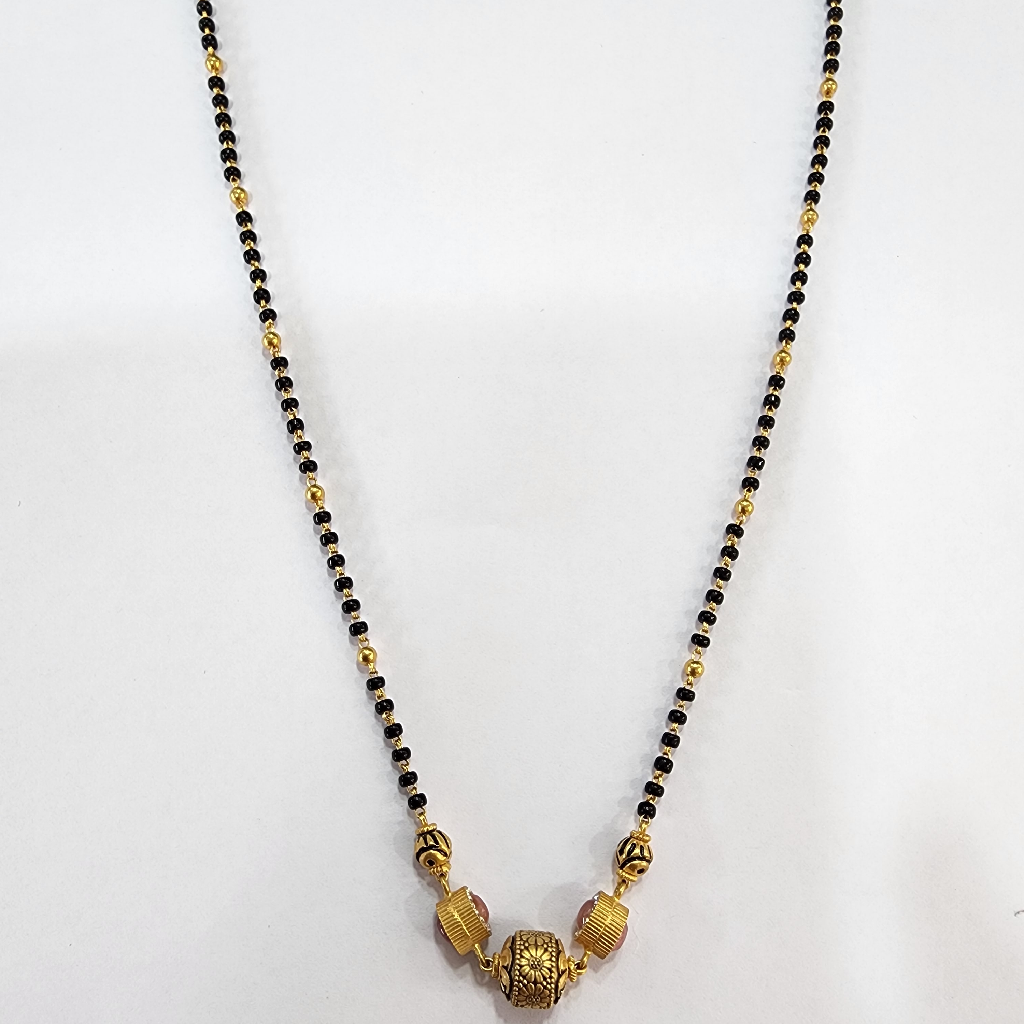 916 Gold Antique Jadtar Met Finishing Short Mangalsutra