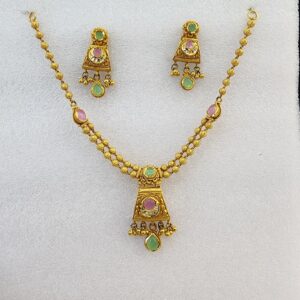 916 Gold Antique Jadtar Swory Short Set