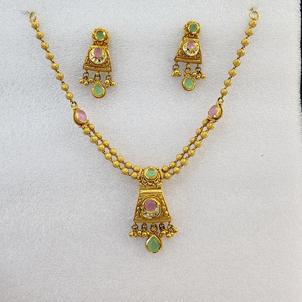 916 Gold Antique Jadtar Swory Short Set