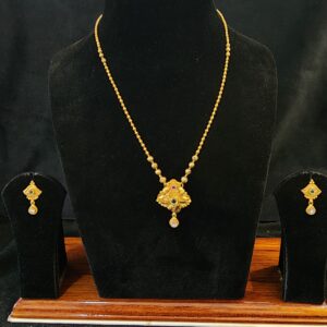 9l6 Gold Antique Jadtar Met Finishing Short Mangalsutra