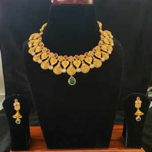 916 Gold Antique Swory Jadtar Short Set
