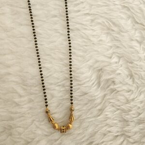 916 gold unique met finishing oxidised short mangalsutra