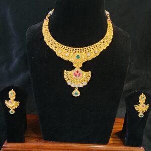 9l6 gold antique swory jadter Necklace Set