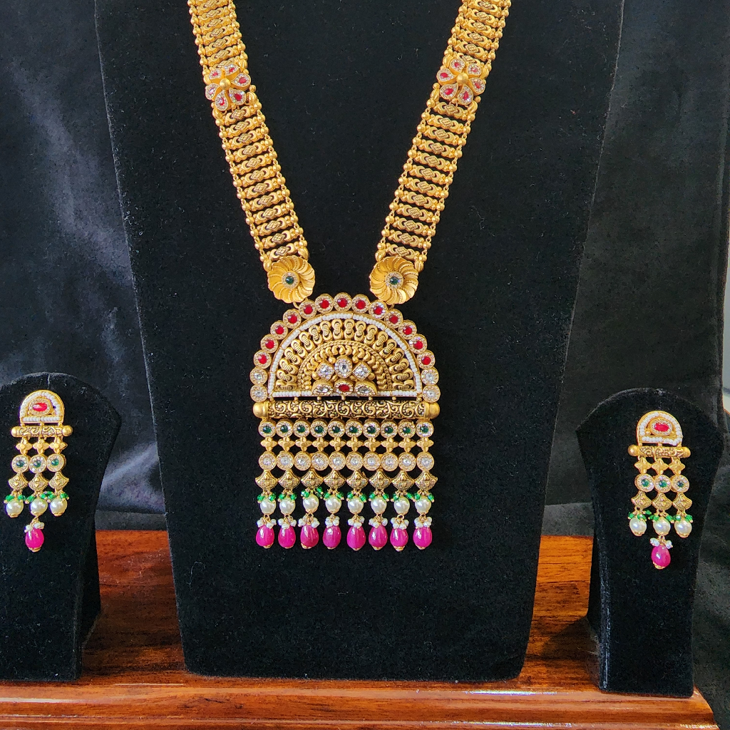 916 Gold Antique Swroxy Jadtar Fancy Long Set