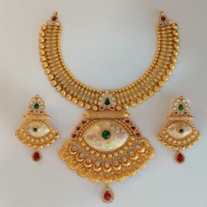 916 Gold Fancy Bikaneri Antique Swaroxy Diamond Short Set