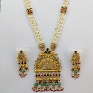 916 Gold Fancy Antique Jadtar Kundan Traditional Long Set