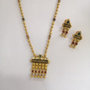 916 gold fancy antique jadtar oxidised dokiyu butty