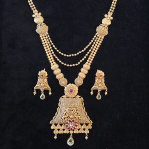 916 gold fancy antique jadtar rajvadi long set