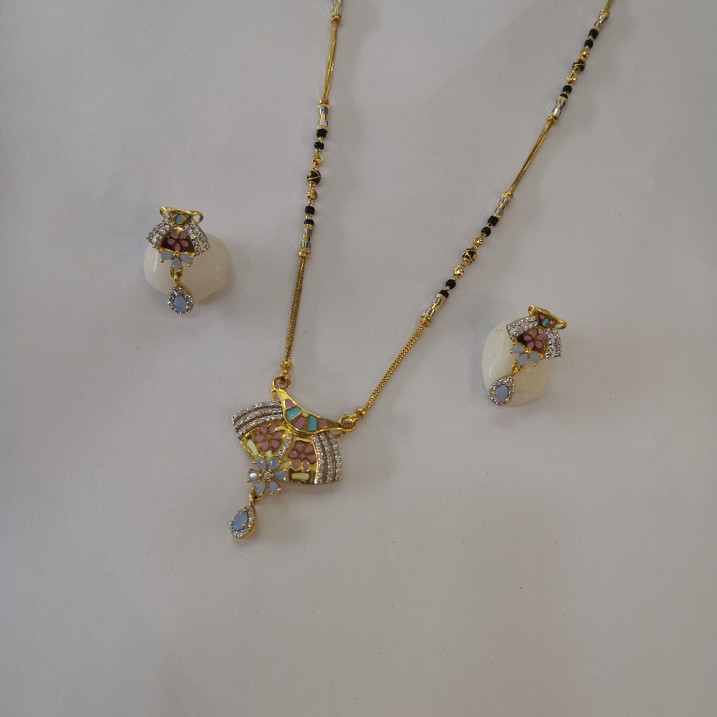 916 gold fancy multi colour short mangalsutra butty