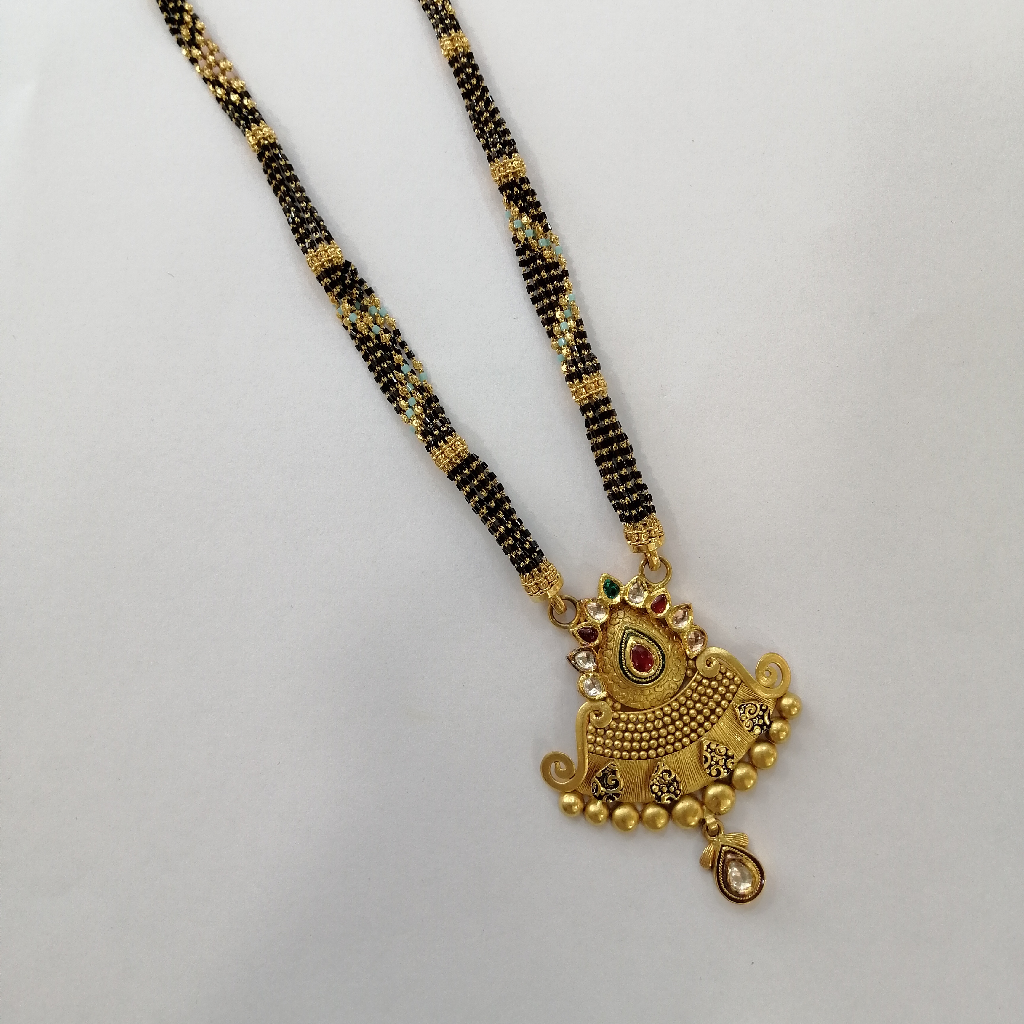 916 gold jadtar kundan oxidised fancy long mangalsutra
