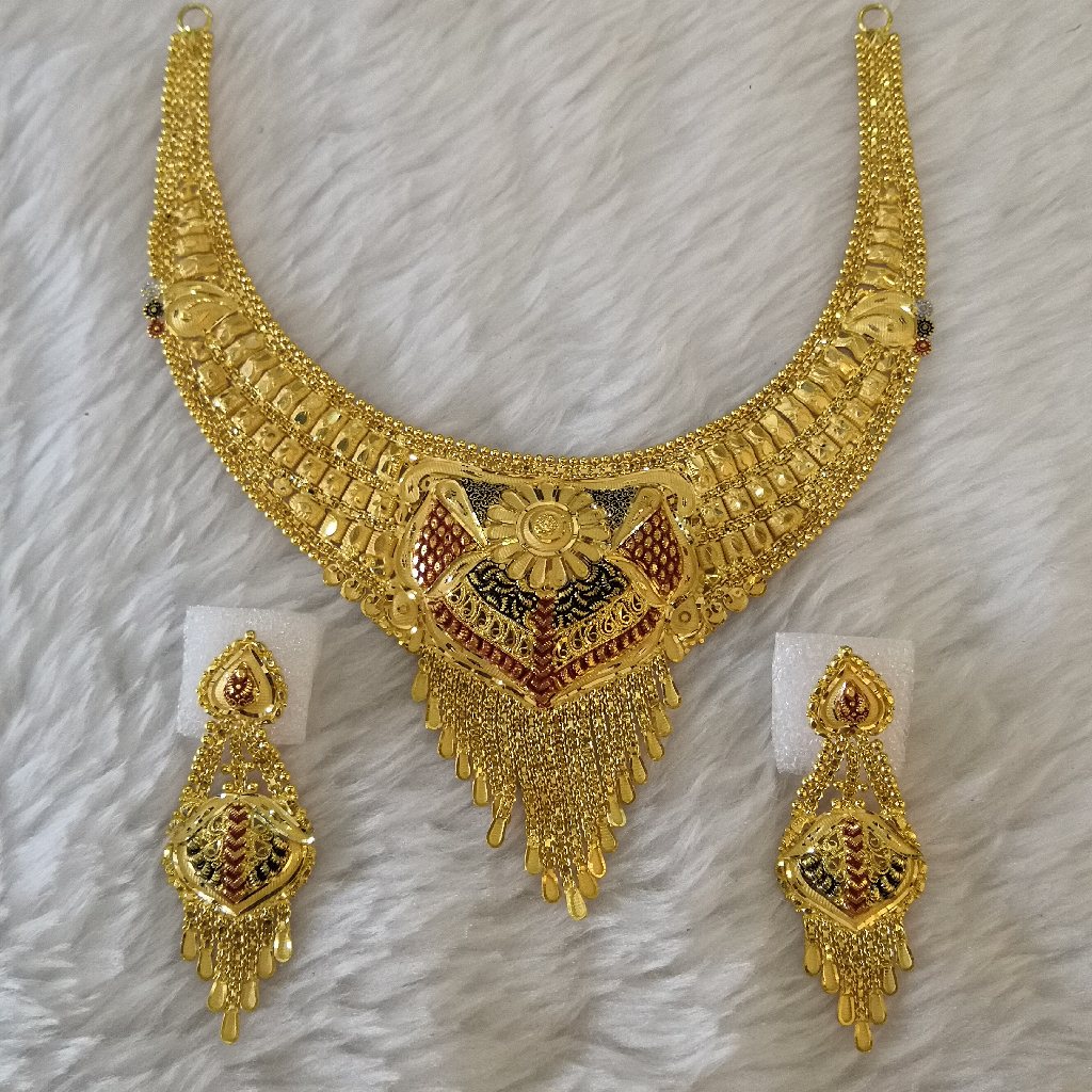 916 gold fancy tikki work short set