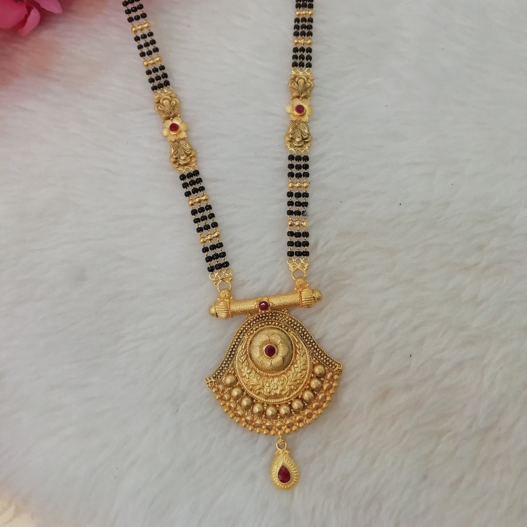 916 gold fancy antique jadtar long mangalsutra