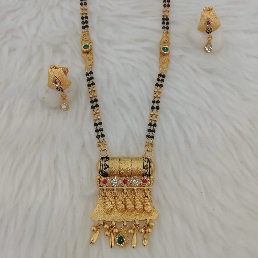 22k gold fancy sawaroxy zinkoriya diamond antique long mangalsutra