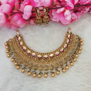 916 gold jadtar kundan antique zalar set