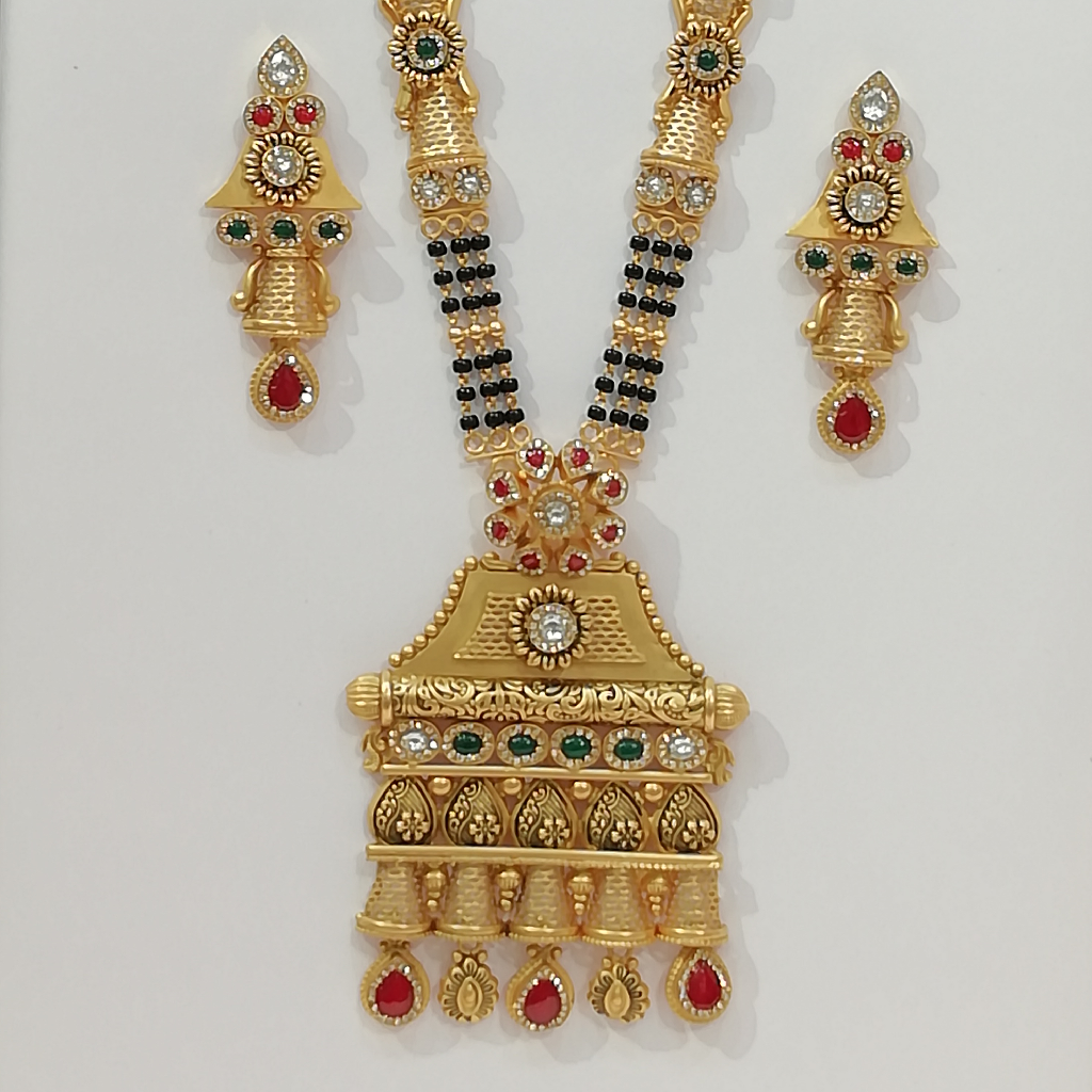 916 gold Swarovski Zirconia diamond & antique long mangalsutra