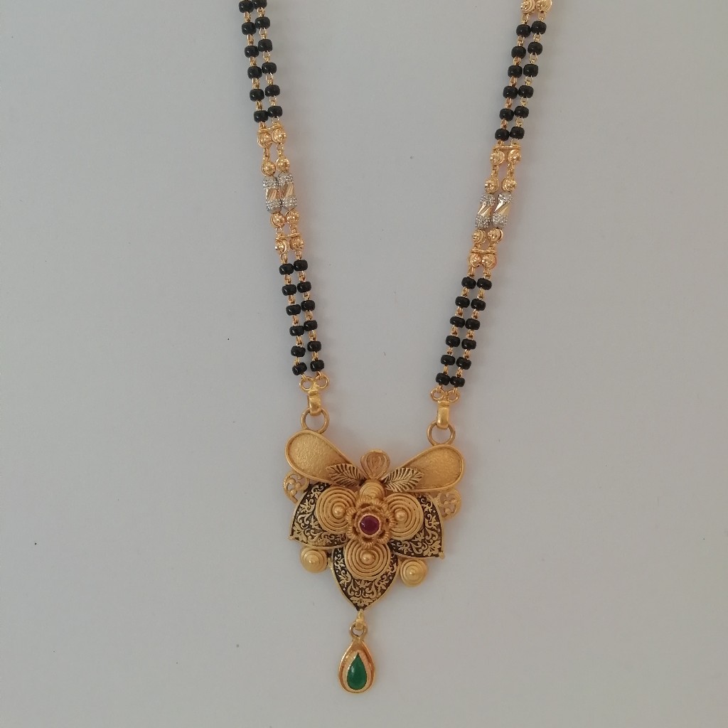 916 gold antique jadtar fancy short mangalsutra