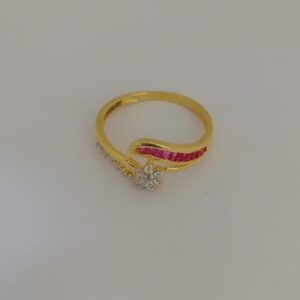 916 gold pink colour stone fancy ladies ring