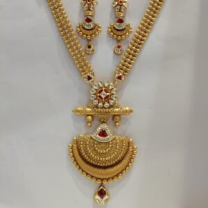 916 gold fancy antique jadtar long set
