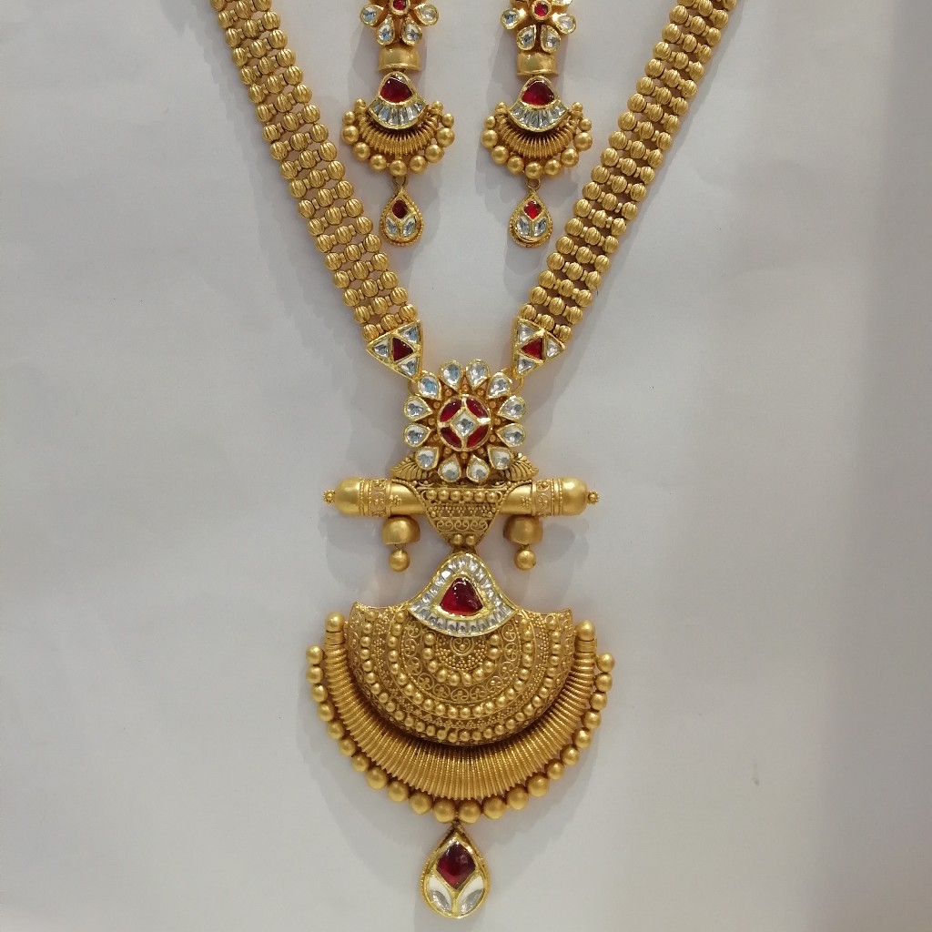 916 gold fancy antique jadtar long set