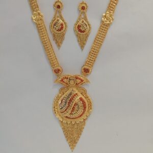 916 gold fancy tikki work design long set